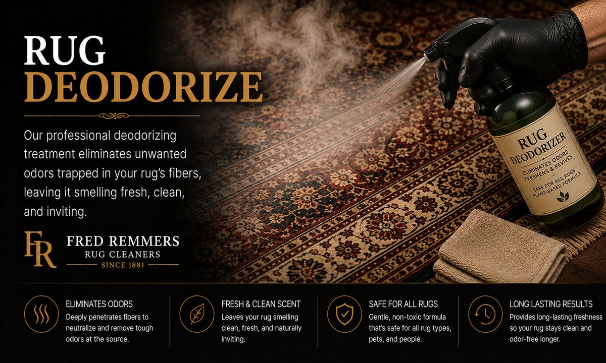 Rug Deodorizing at Fred Remmers Rug Cleaners — eliminates odors at the source since 1881